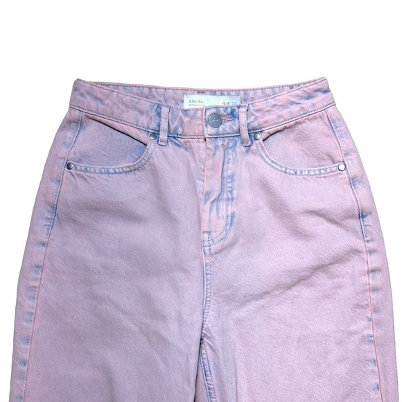 Afends Pink Wash High Rise Denim Straight Leg Jeans US 2 - Picture 2 of 7
